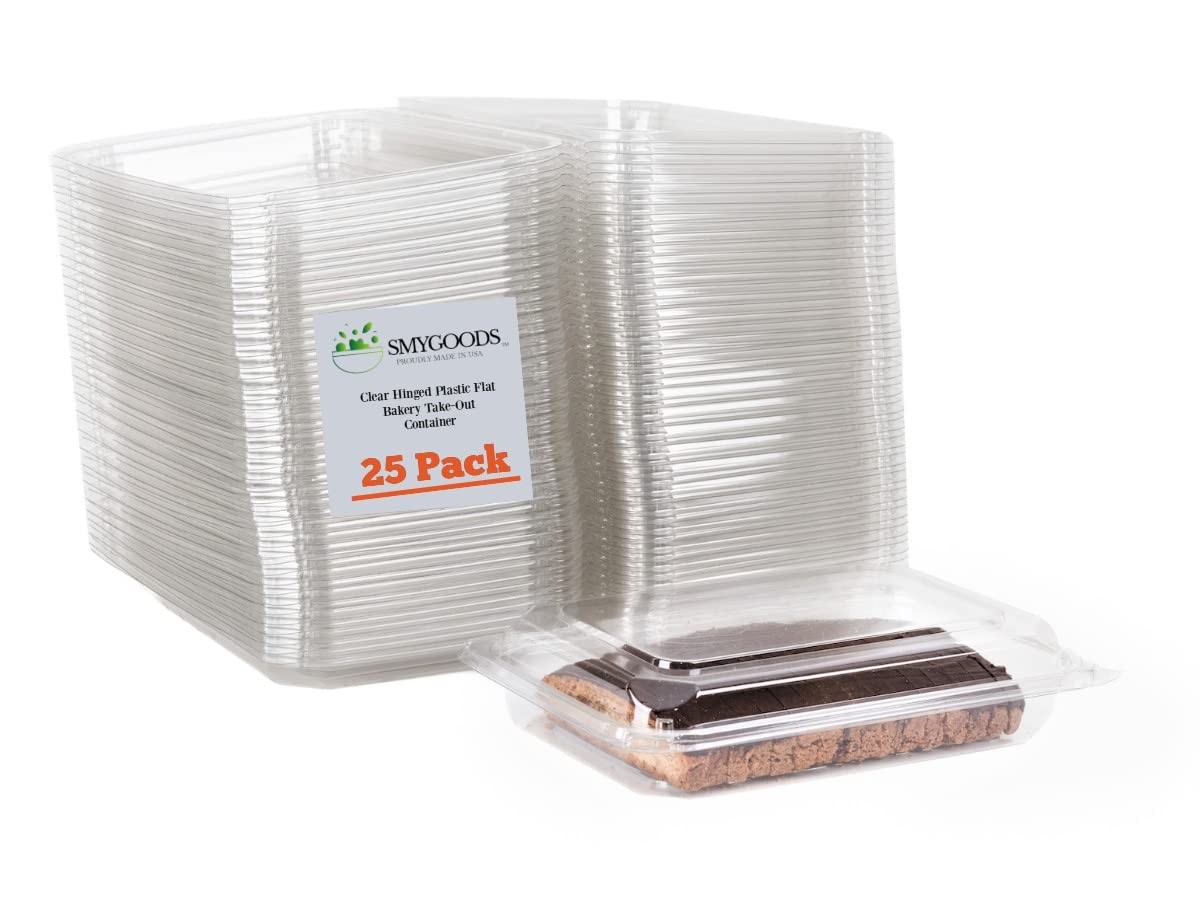 Clear Plastic Disposable Container Flat Top, (Pack of 25-9 3/8 x 6 3/4 x 2 3/…