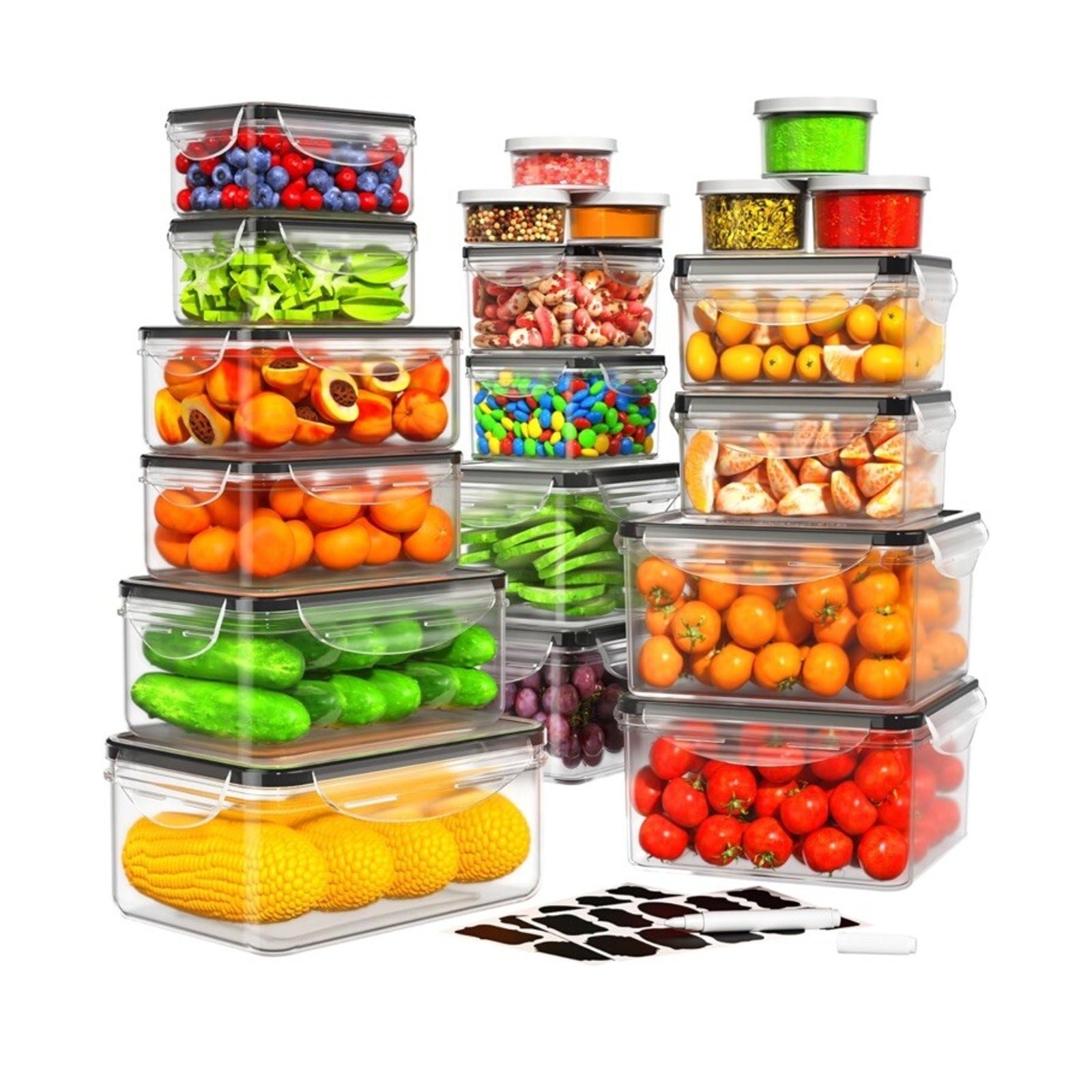 HOMETALL 40 PCS Food Storage Containers with Lids Airtight, 100% Leakproof Plast