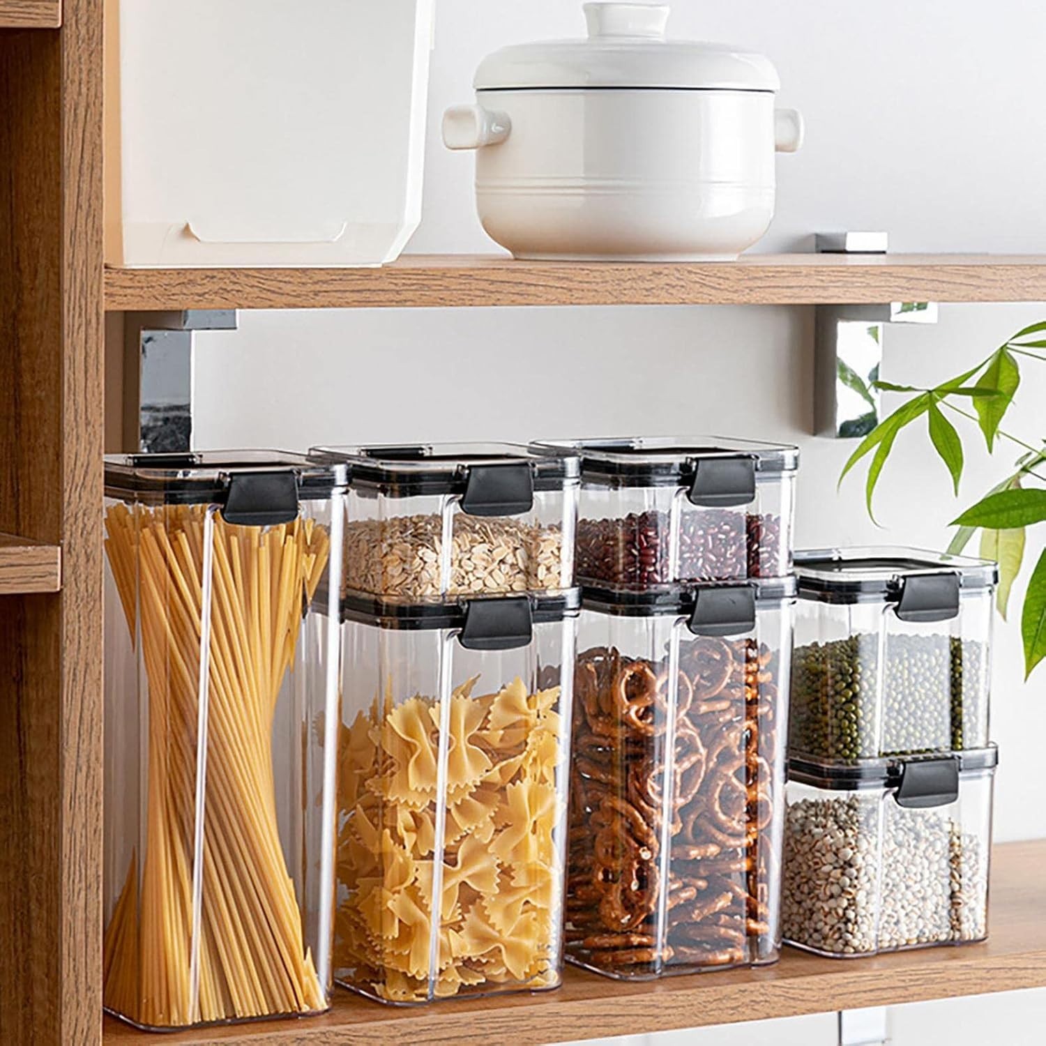 Airtight Food Storage Containers with Lids for Kitchen Organization – Plastic…