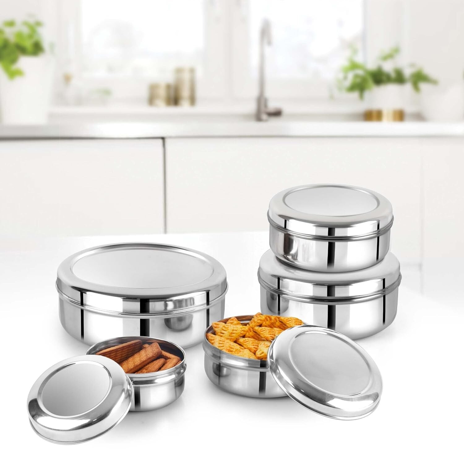 Cello Stainless Steel Canisters Dabba/Food Storage Containers Set of 5 Pcs.