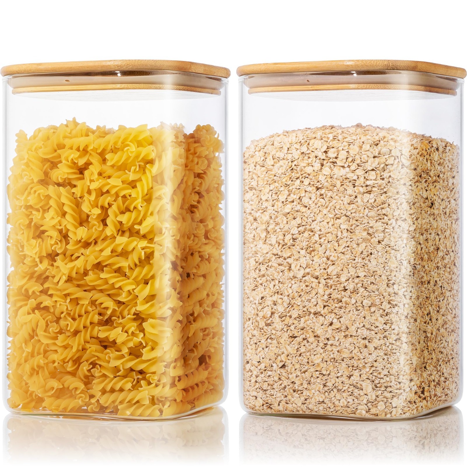 Large 168oz Glass Storage Containers 2-Pack with Bamboo Lids | Airtight Pantry J