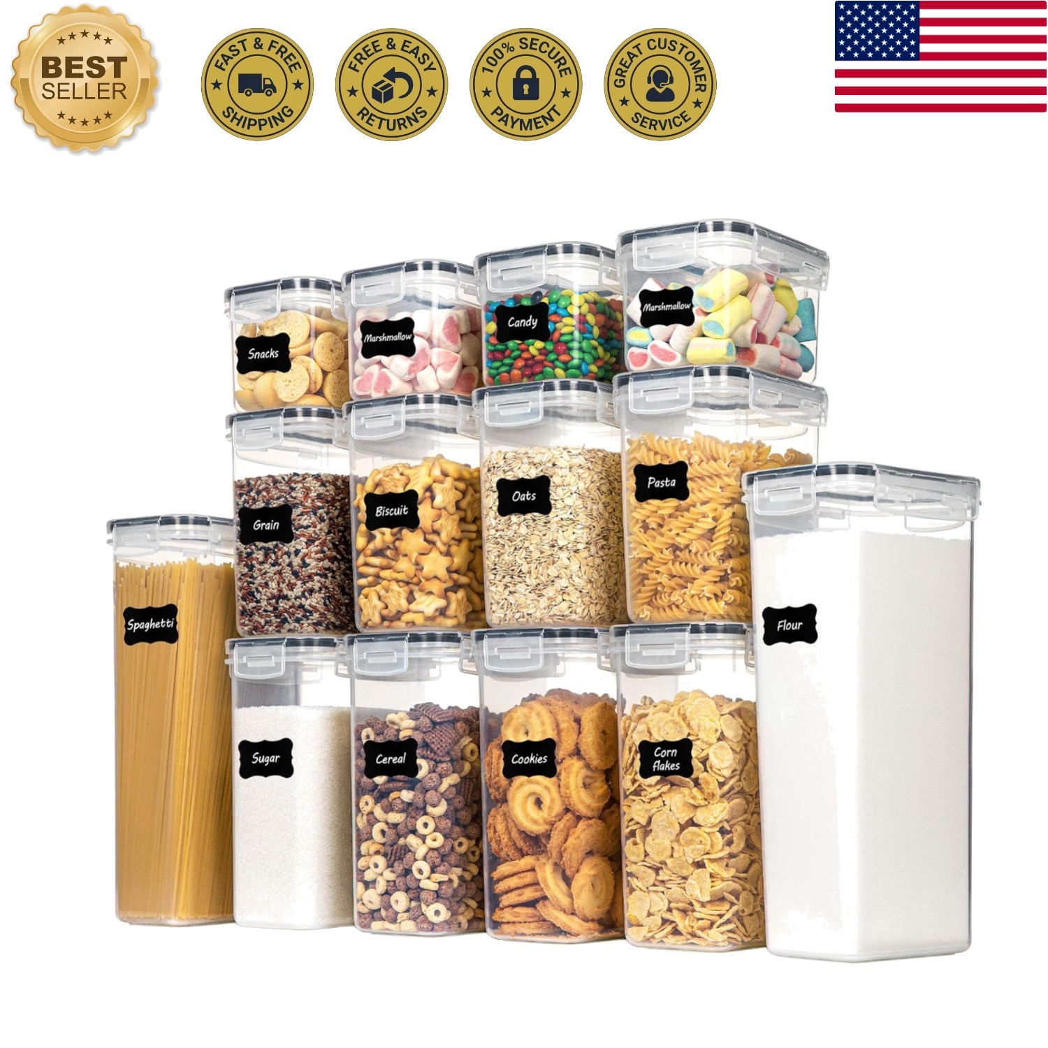 Elegant 14-Piece Airtight Food Storage Container Set – BPA-Free & Stackable