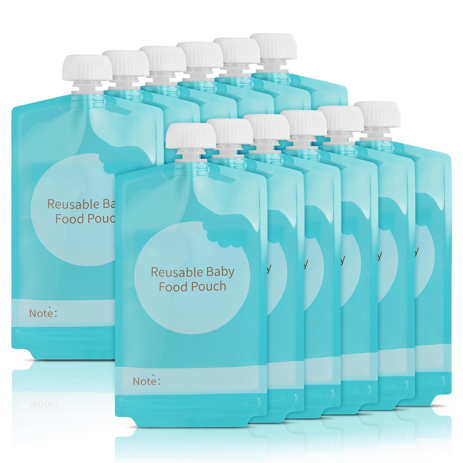 Reusable Baby Food Pouches Refillable Washable Freezer Safe 12PCS 7oz Squeeze