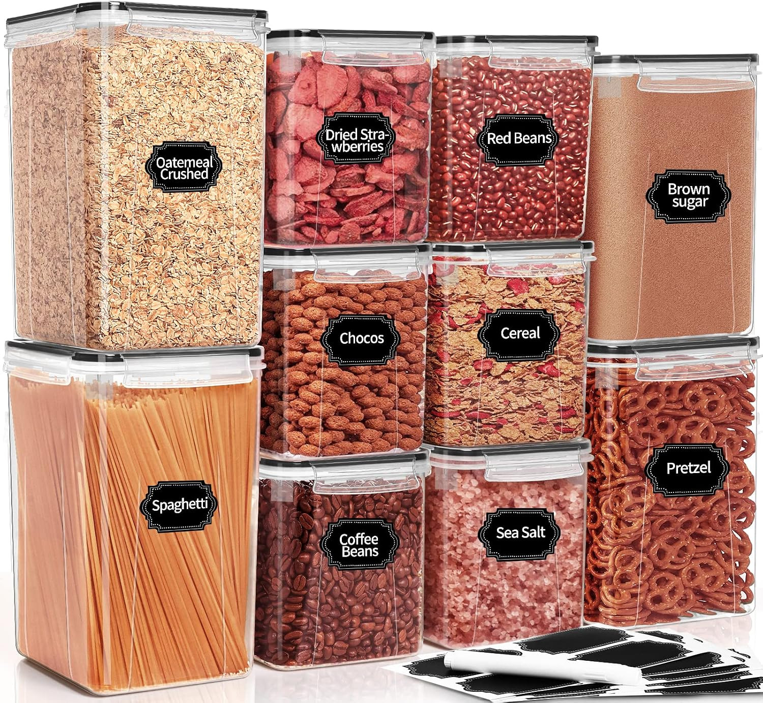 PRAKI 10 PCS Flour Sugar Storage Containers for Organizers and Storage | BPA Fre