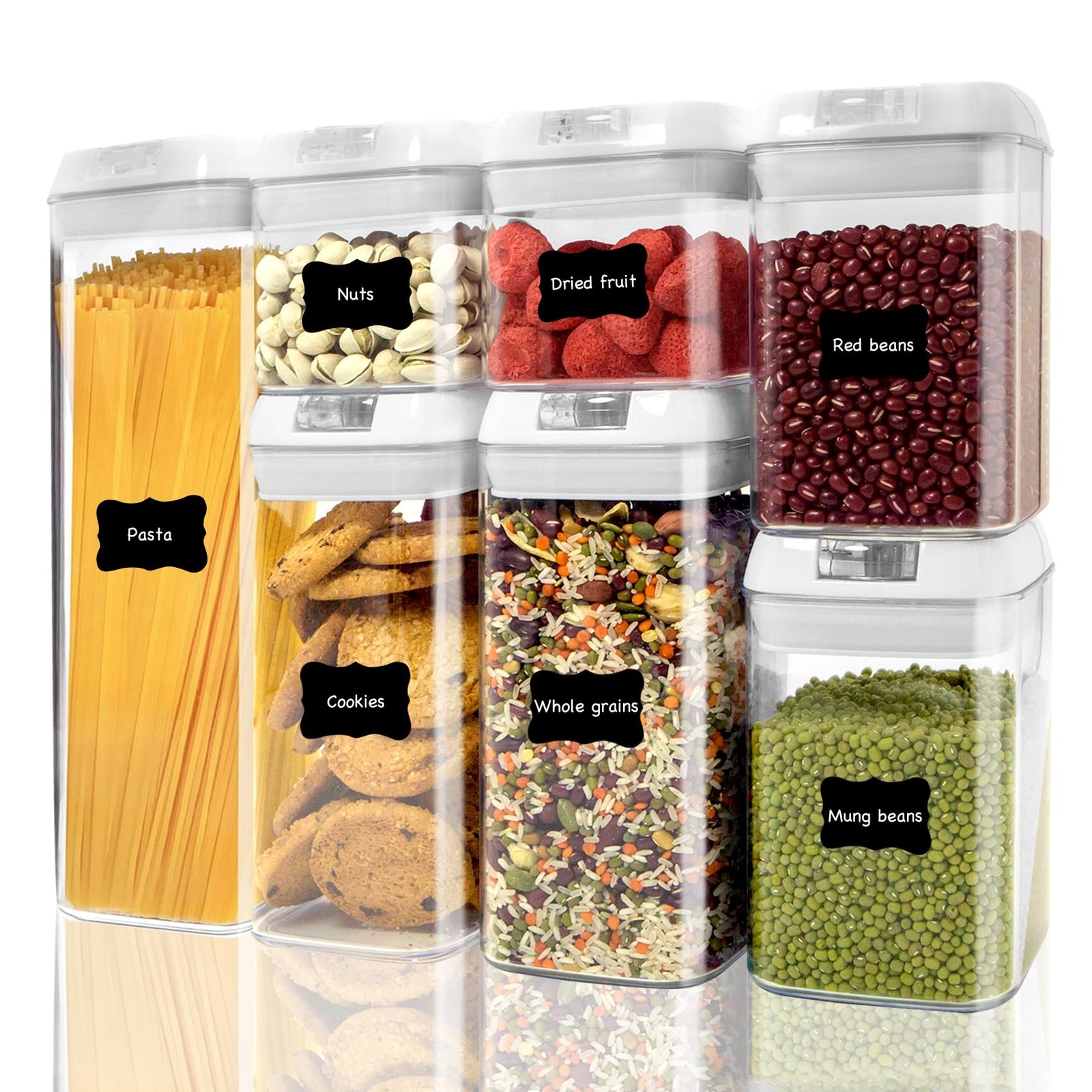 Airtight Food Storage Containers with Lids, 7 PCS BPA Kitchen Canisters for P…