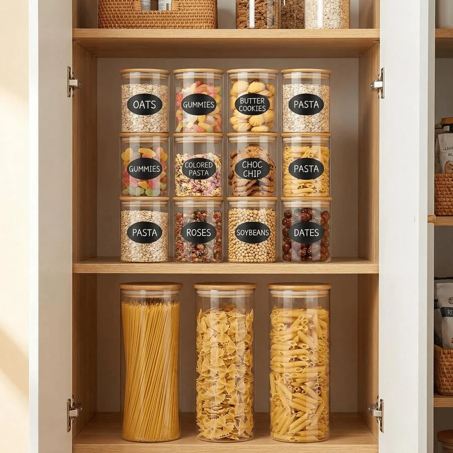 15-Piece Glass Storage Jar Set 2300ml Food Container Kitchen Gift