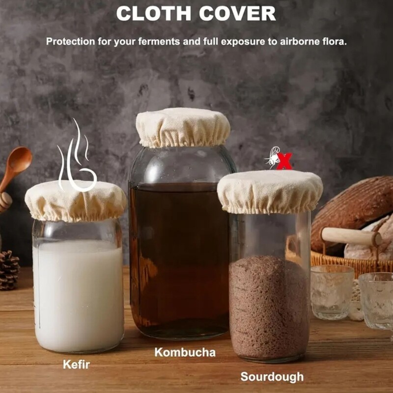 6pcs Cotton Covers for Sourdough Jar Elastic Starter Cloth Fermentation Tool
