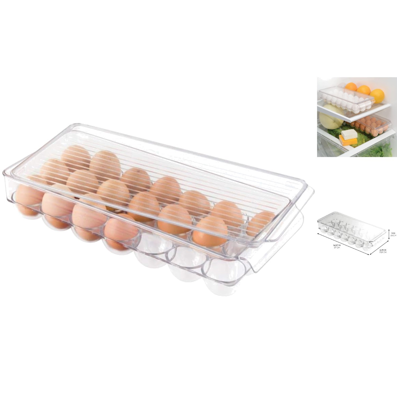 Elegant BPA-Free 21-Egg Storage Container with Lid for Easy Fridge Organization