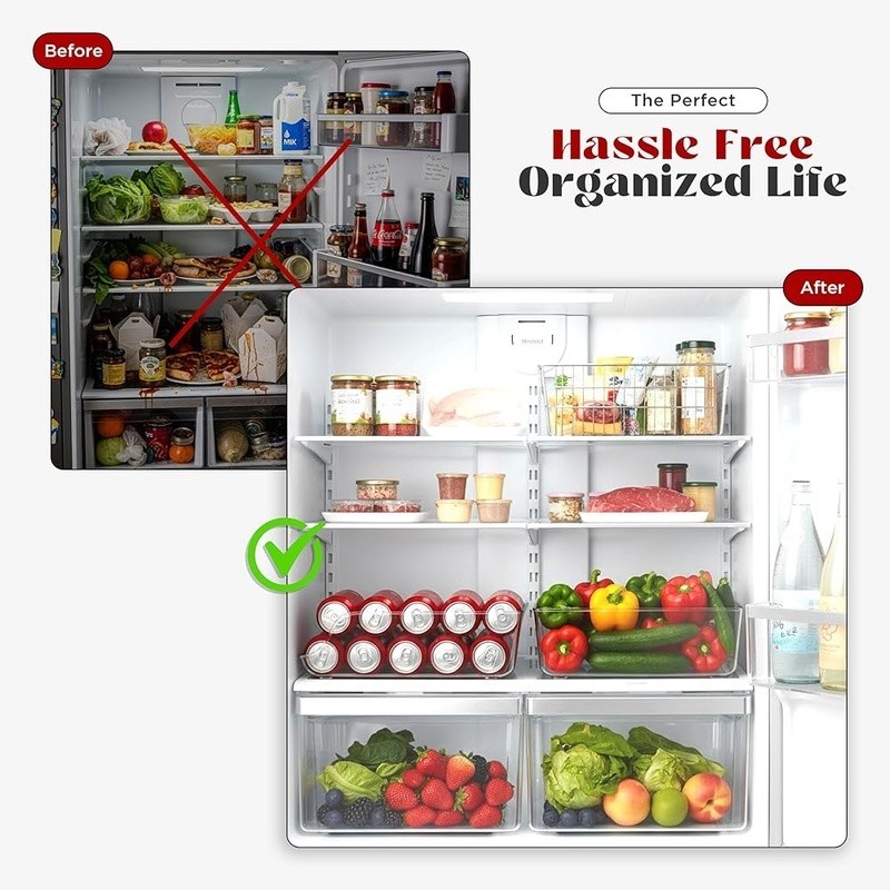 Kitchen Soda Can Storage Organizer and Dispenser for Refrigerator Pantry 2 Set