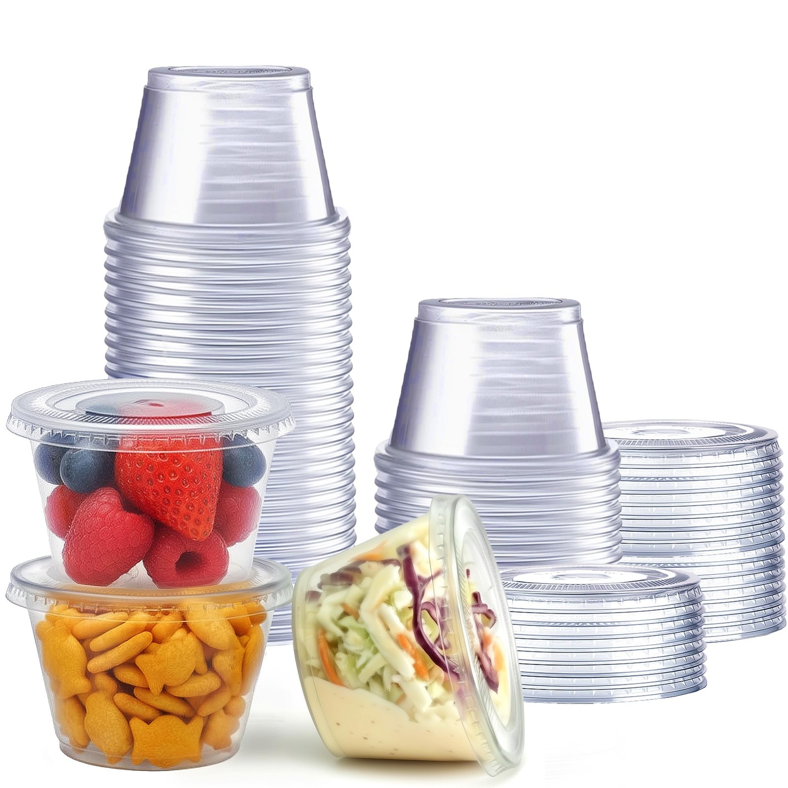 4 oz Jello Shot Cups with Lids [50 Count] Clear Plastic Portion Containers, C…