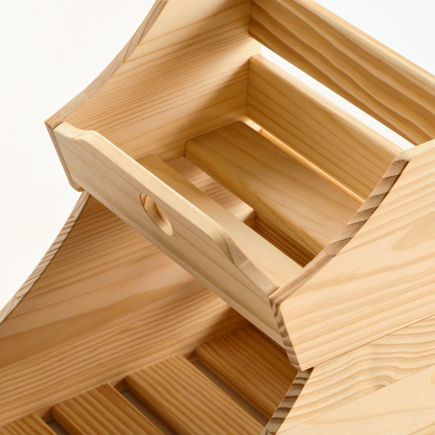IKEA Solid Wood Food Storage Boxes Set of 2 Stackable Pine Fruit Basket