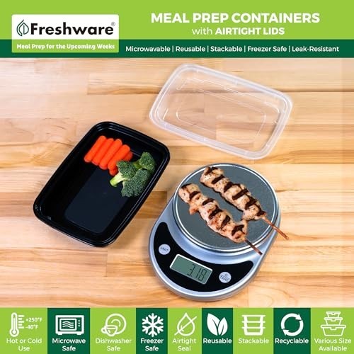150 Pack Meal Prep Containers – 1 Compartment, BPA Free, Stackable, Microwave/Di