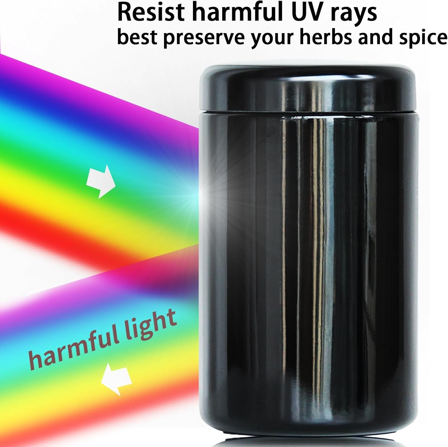 Black Glass Airtight Storage Container Jar 1000ml 2 Oz with UV Protection for