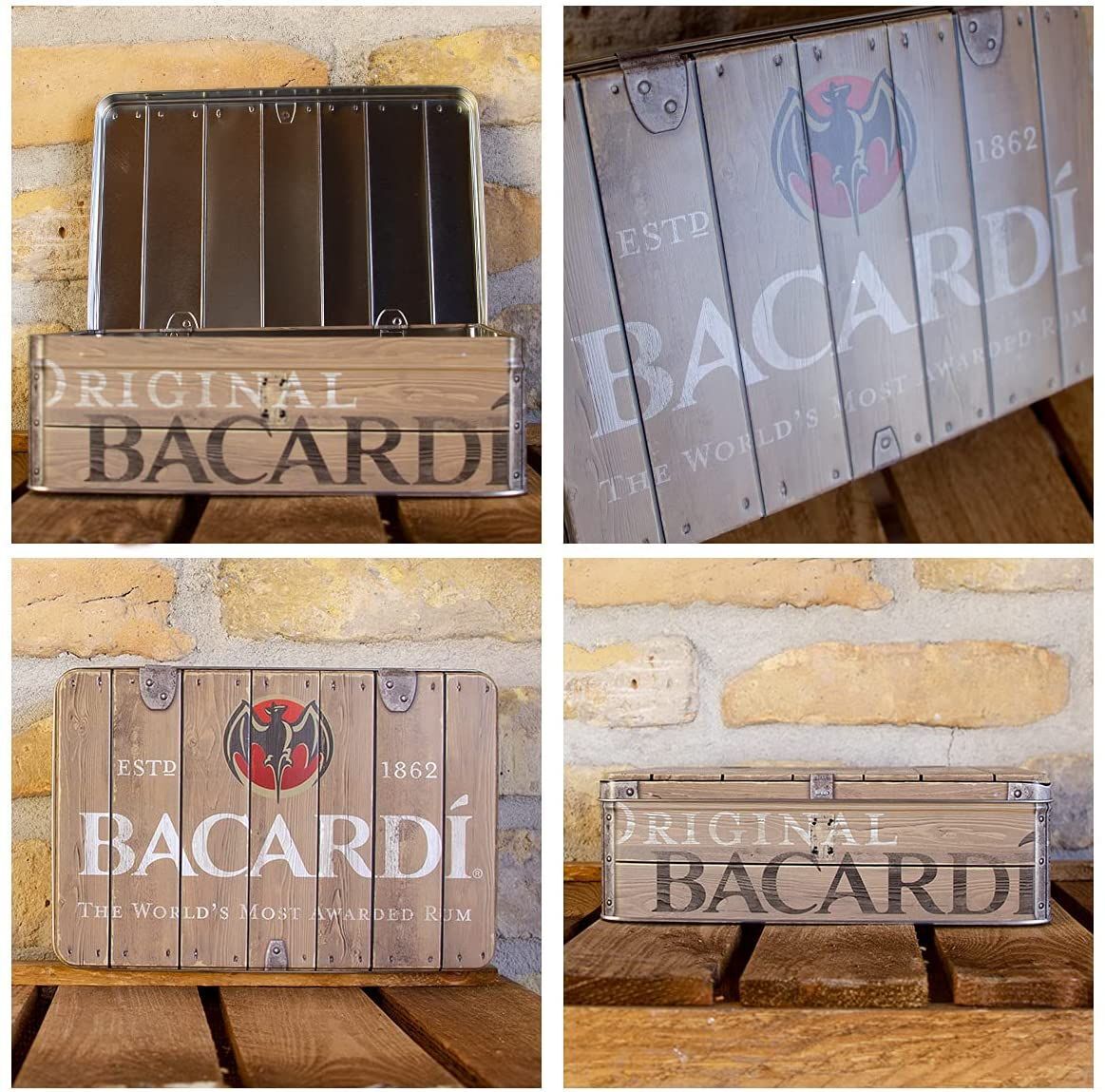 Nostalgic-Art – Flat Tin Box Metal Storage Container Cookie Jar – Bacardi