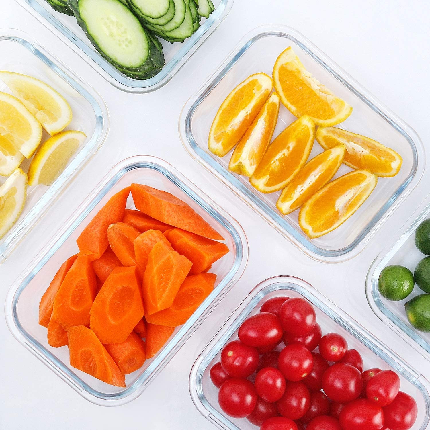 Glass Meal Prep Containers 10-Pack 22 Oz Food Storage Containers with Lids Gray