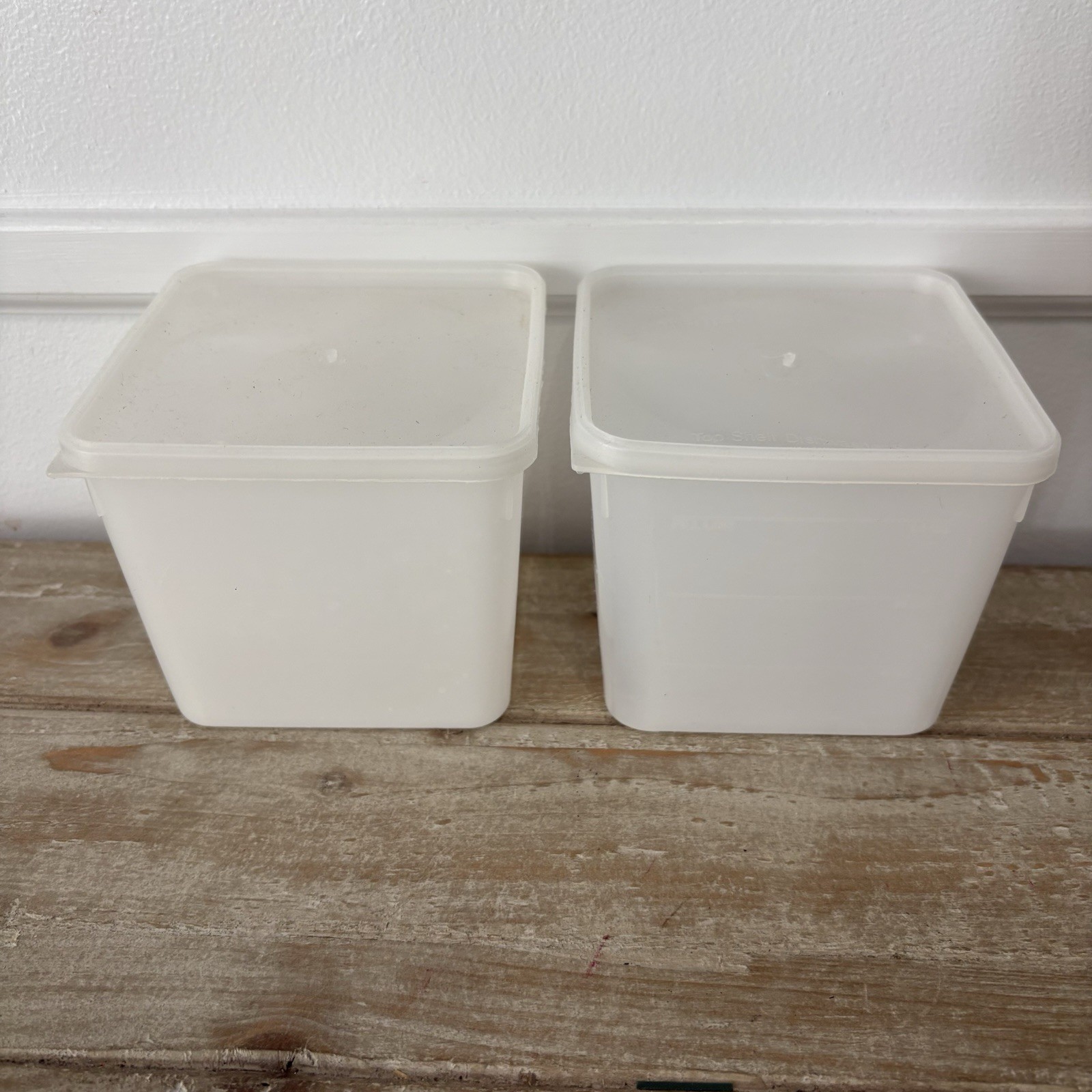 Lot of 2 Vintage Plastic Freezer Food Storage Containers w/Lids, 1 Quart HTF