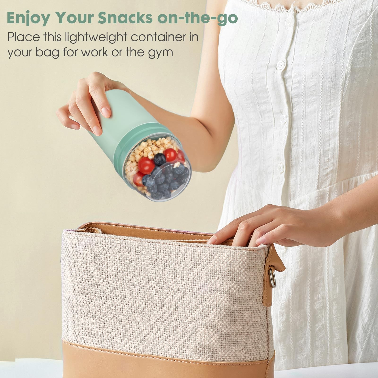 Snack Cup Container with Lid,Yogurt Parfait Snackle Cups and Spoons,600ml+270…