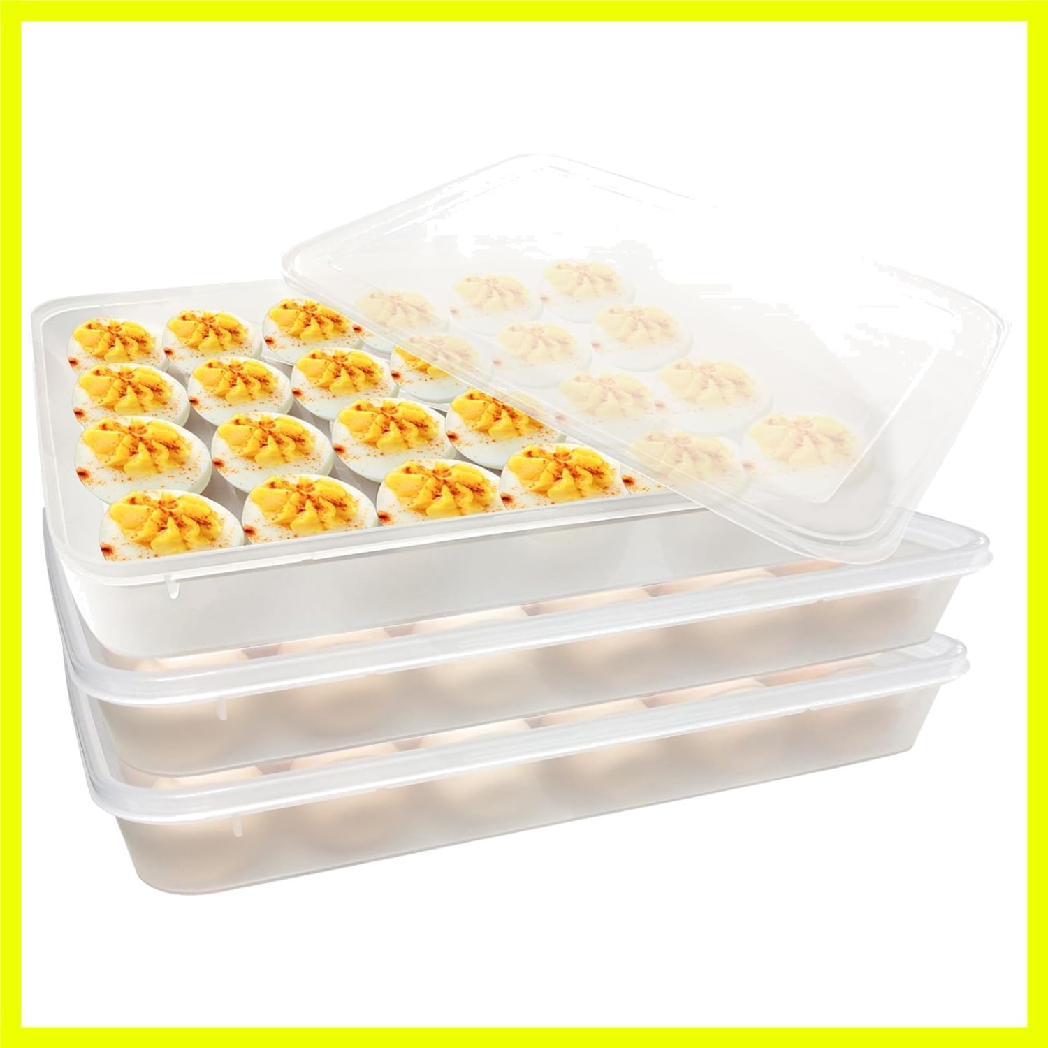3Pack Egg Trays,Deviled Egg Containers with Lid,Egg Container Carrier,Refrige…