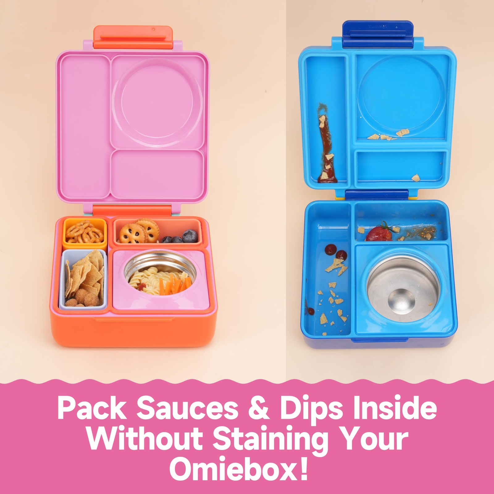 Silicone Dips Containers Compatible with OmieBox, 4 Pack Salad Dressing Conta…