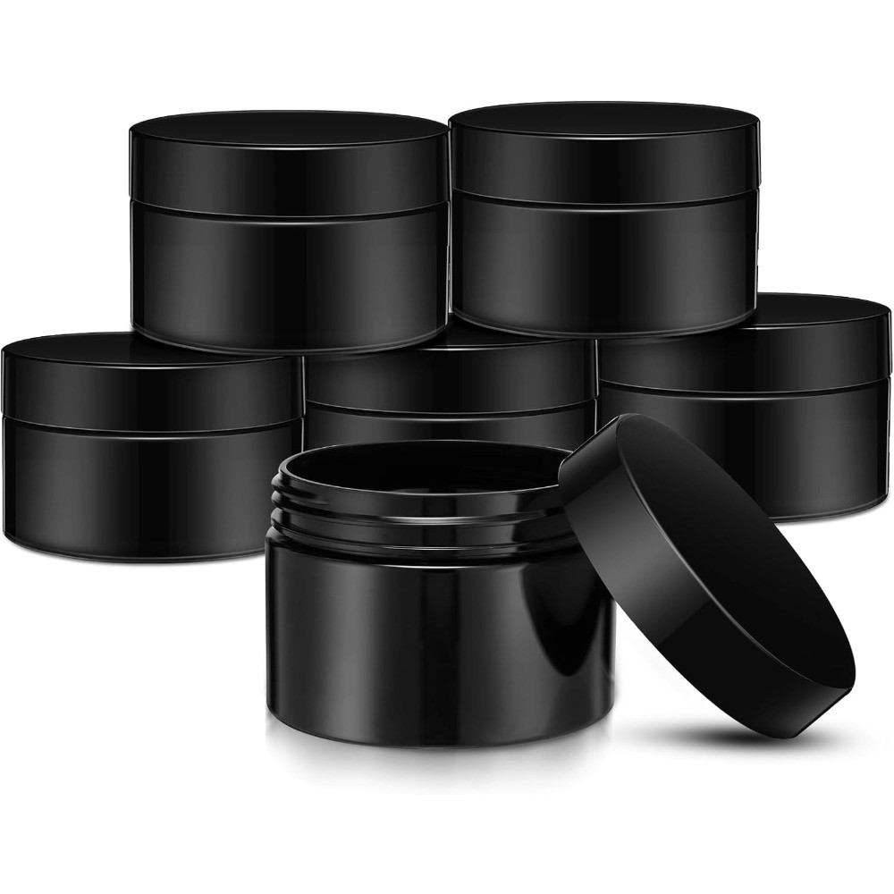 6 Pack 1 oz Plastic Jars with Lids Wide Mouth Refillable Leak Proof Reusable