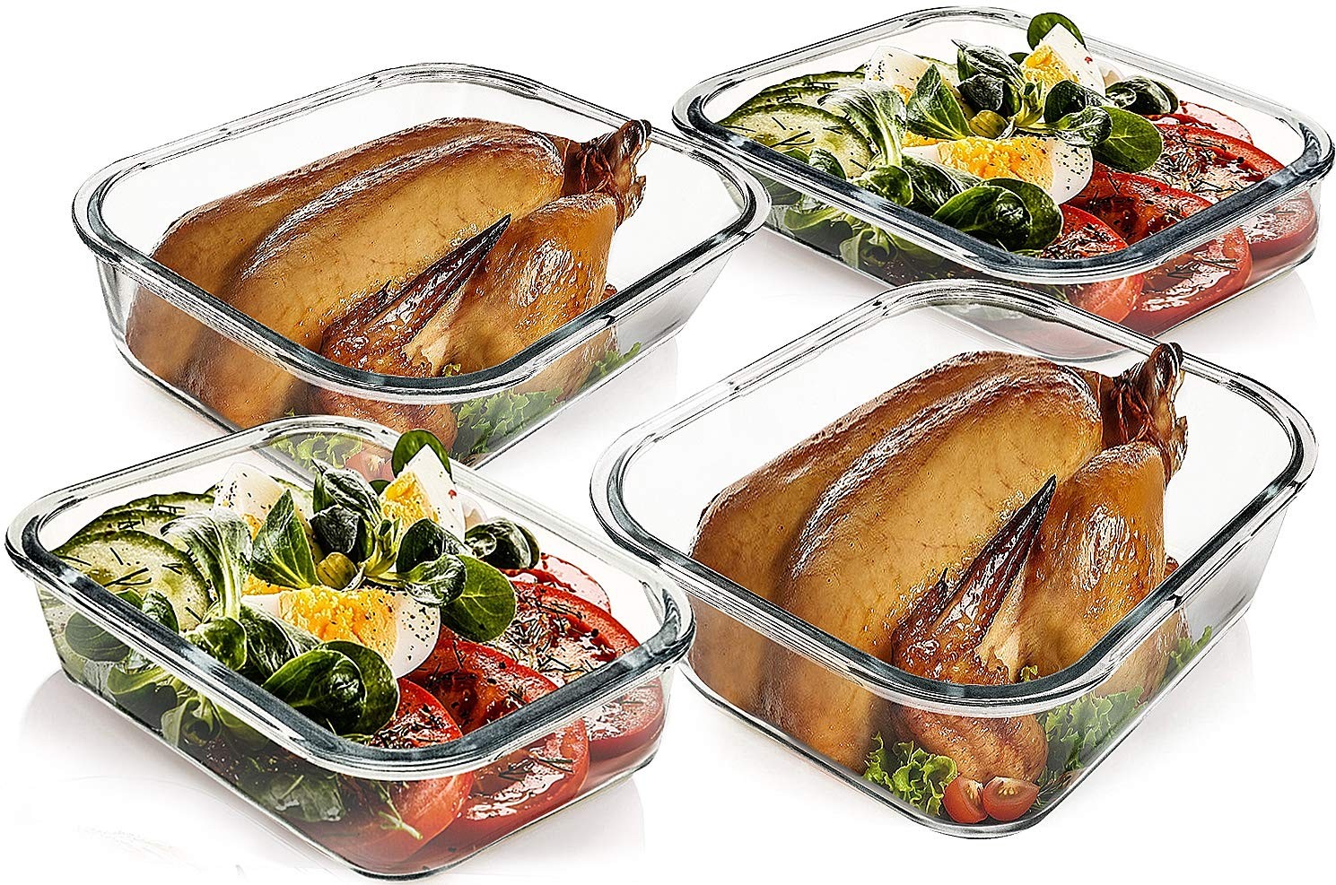 [80 oz & 36 oz Extra Large Glass Food Storage/Baking Containers Set with Lids…