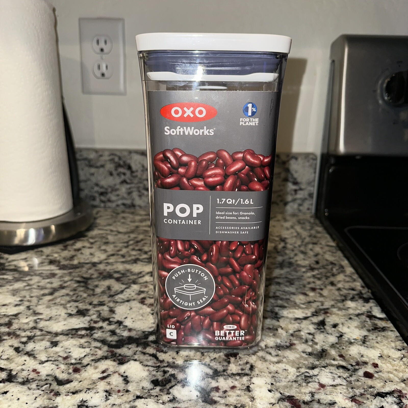 OXO POP Container, 9.5×3.5×3.5” 1.7 Qt, Airtight, Vertical Square