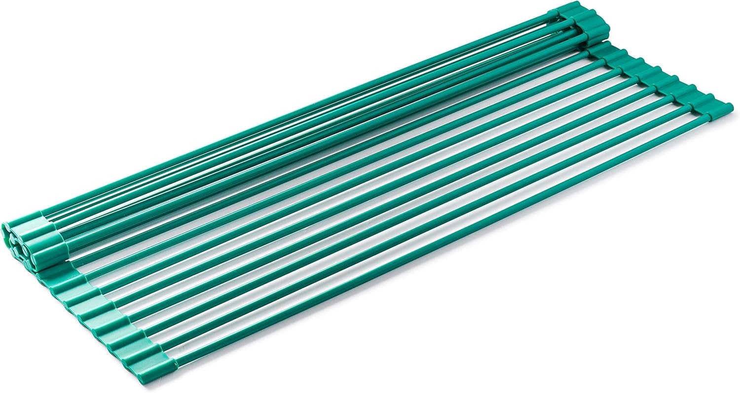 Dish Rack Over Sink, Roll Up Dish Drying Rack | Silicone & Stainless Steel Dish