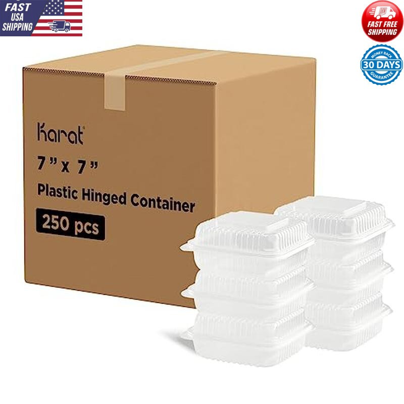 7×7 PP Hinged Food Container BPA Free Reusable Microwave Safe Freezer Safe 250ct
