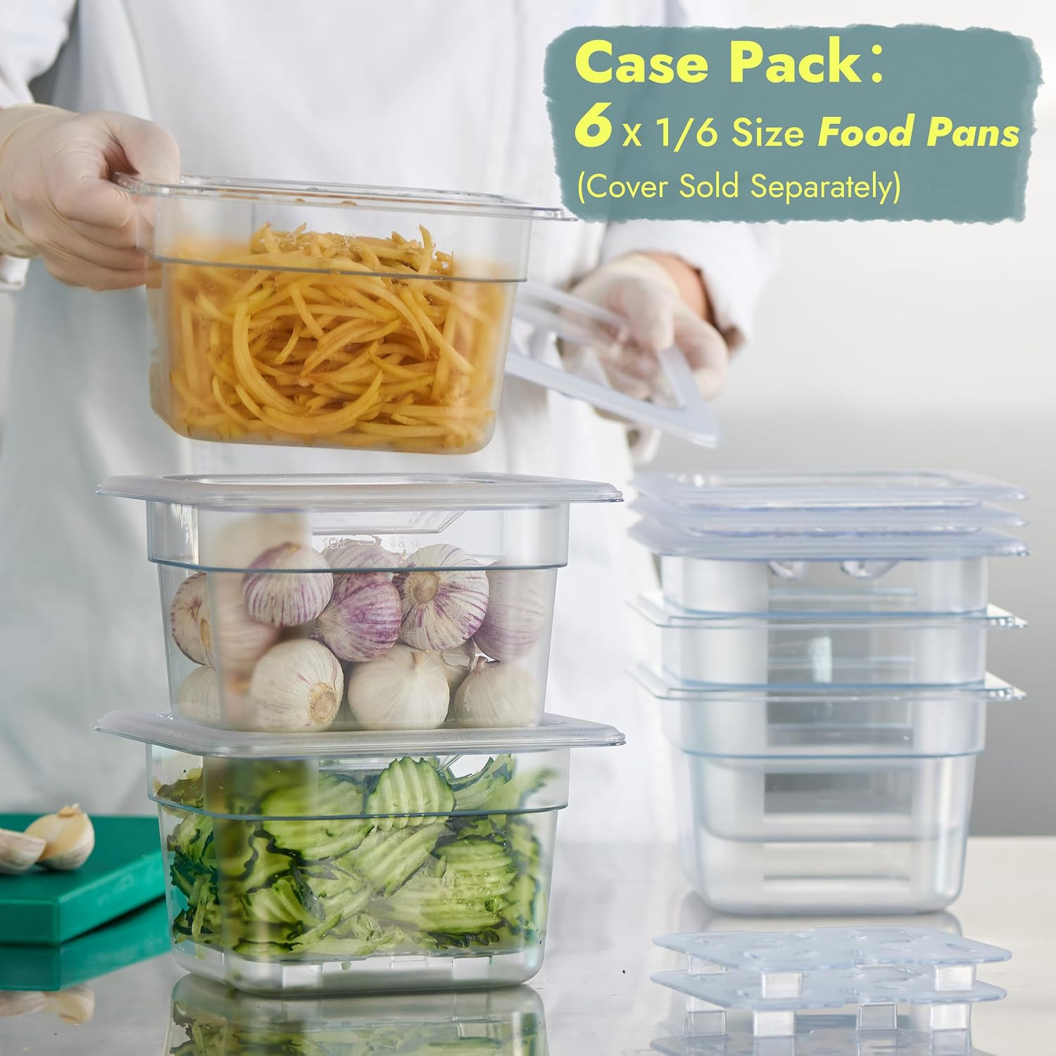 6-Pack 1/6 Size 4″ Deep NSF Polycarbonate Food Pans | Dishwasher & Freezer Safe