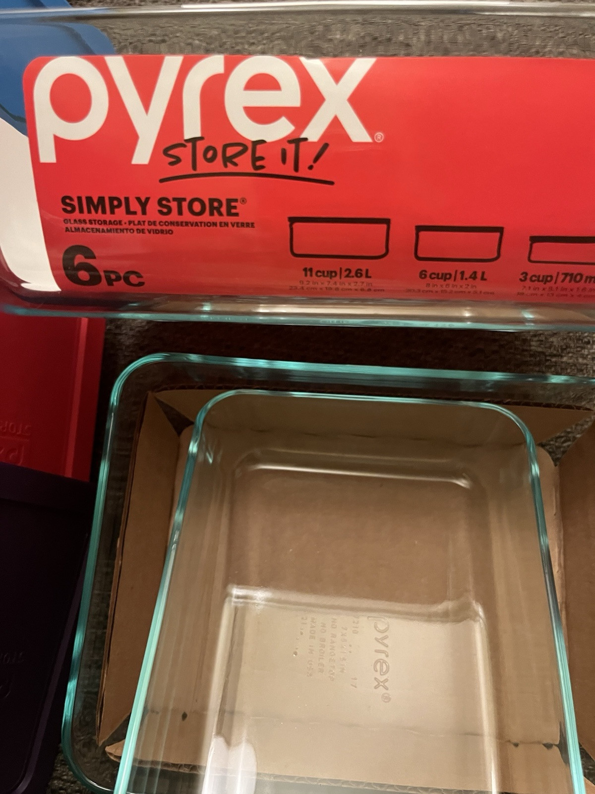 Pyrex Simply Store Glass Storage Container, Multi Color, 6 Piece
