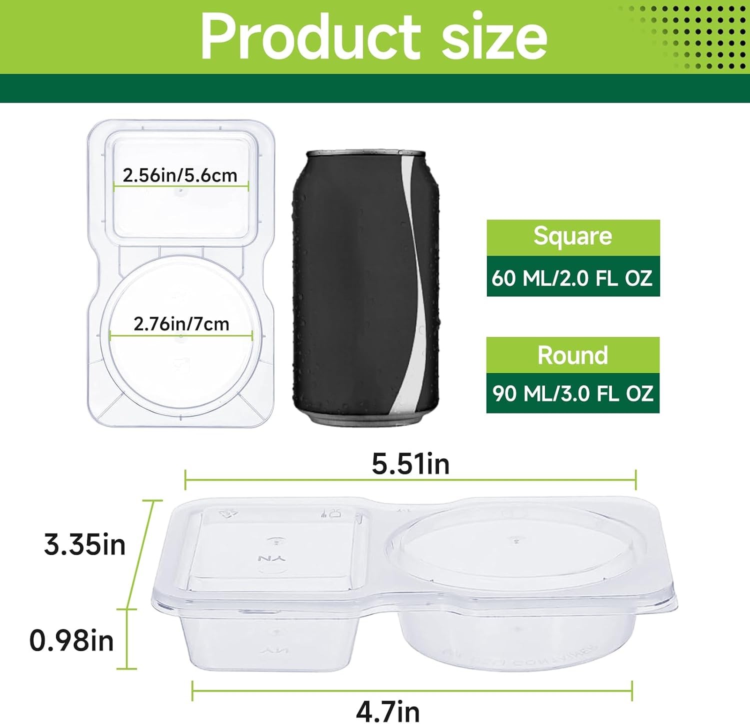 20 Sets Reusable Snack Containers with Lids,2-Compartment Condiment & Dip