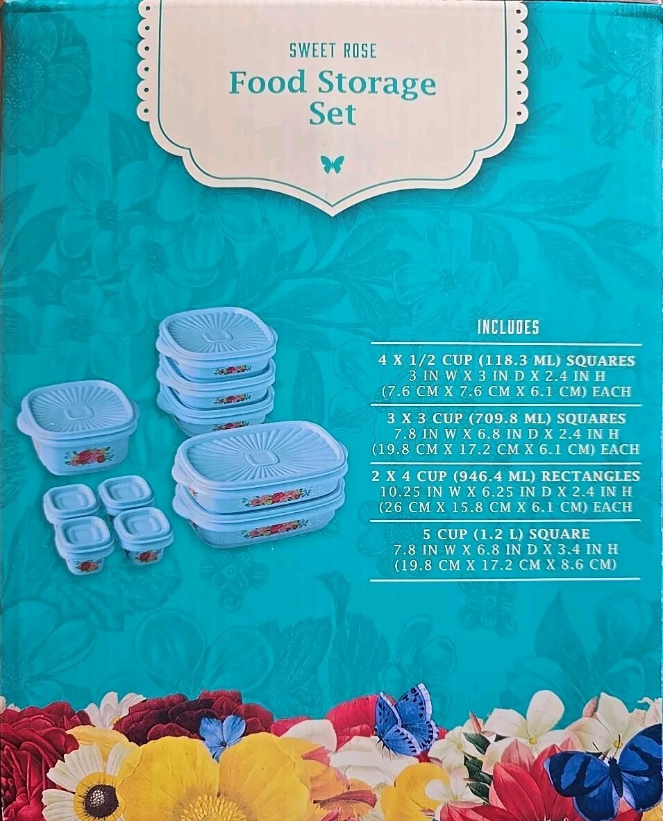 Pioneer Woman ~ Twenty (20) Piece ~ Food Storage Variety Bowl Set ~ SWEET ROSE