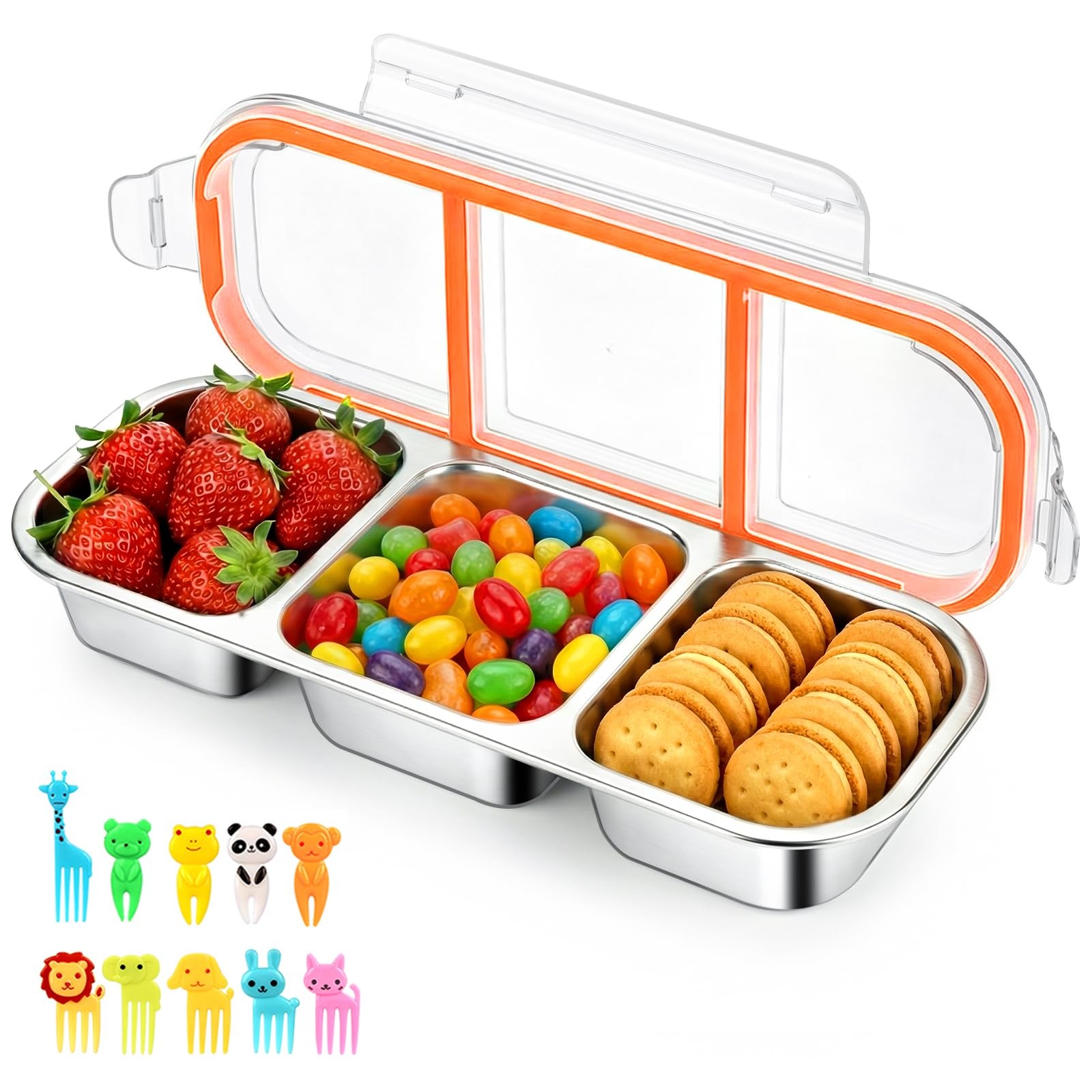 1 Pack Stainless Steel Snack Containers, Bento Box With Lids,Leak Proof Metal…