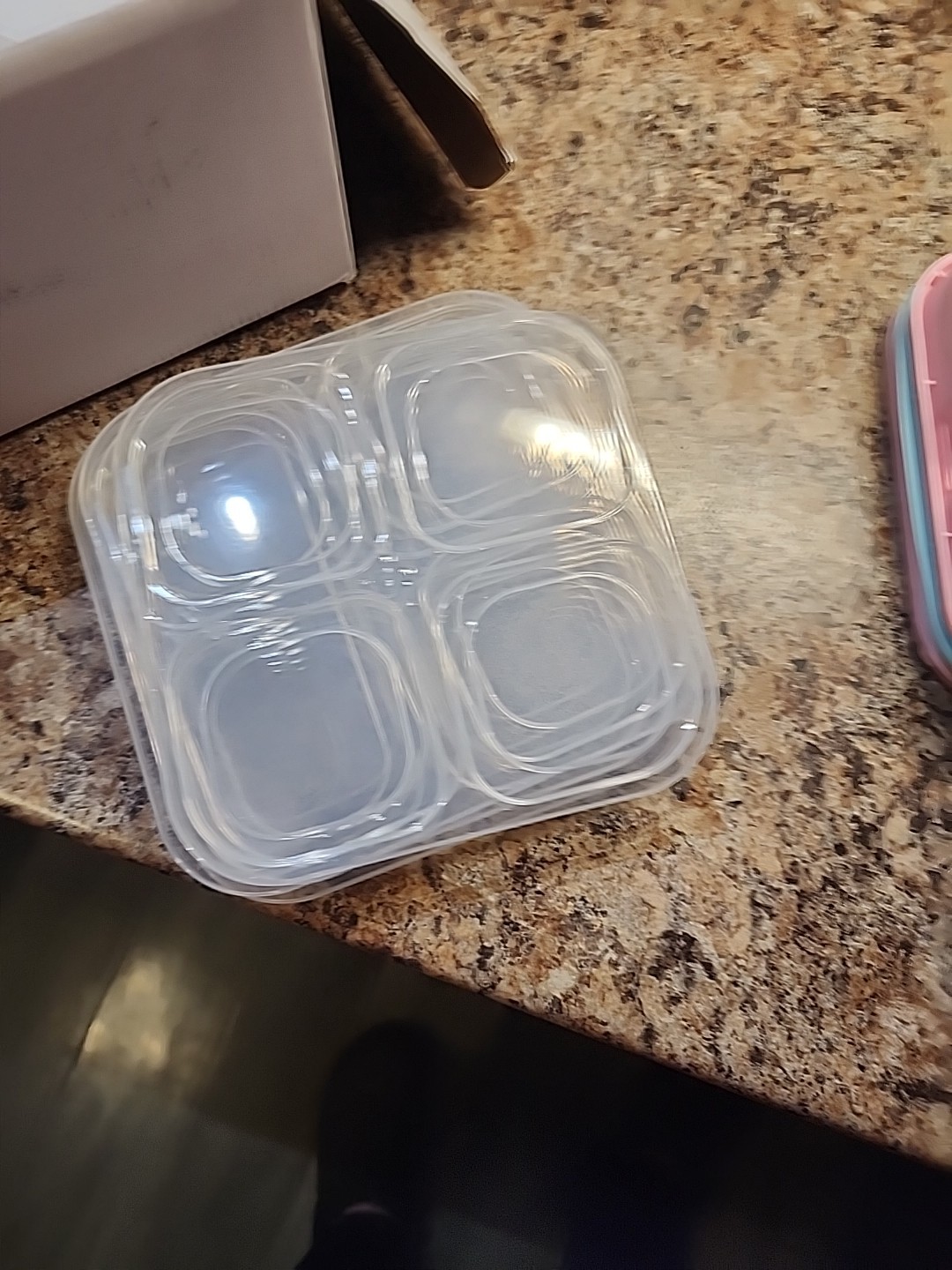 4x 4 Section To-Go Food Containers + Lids