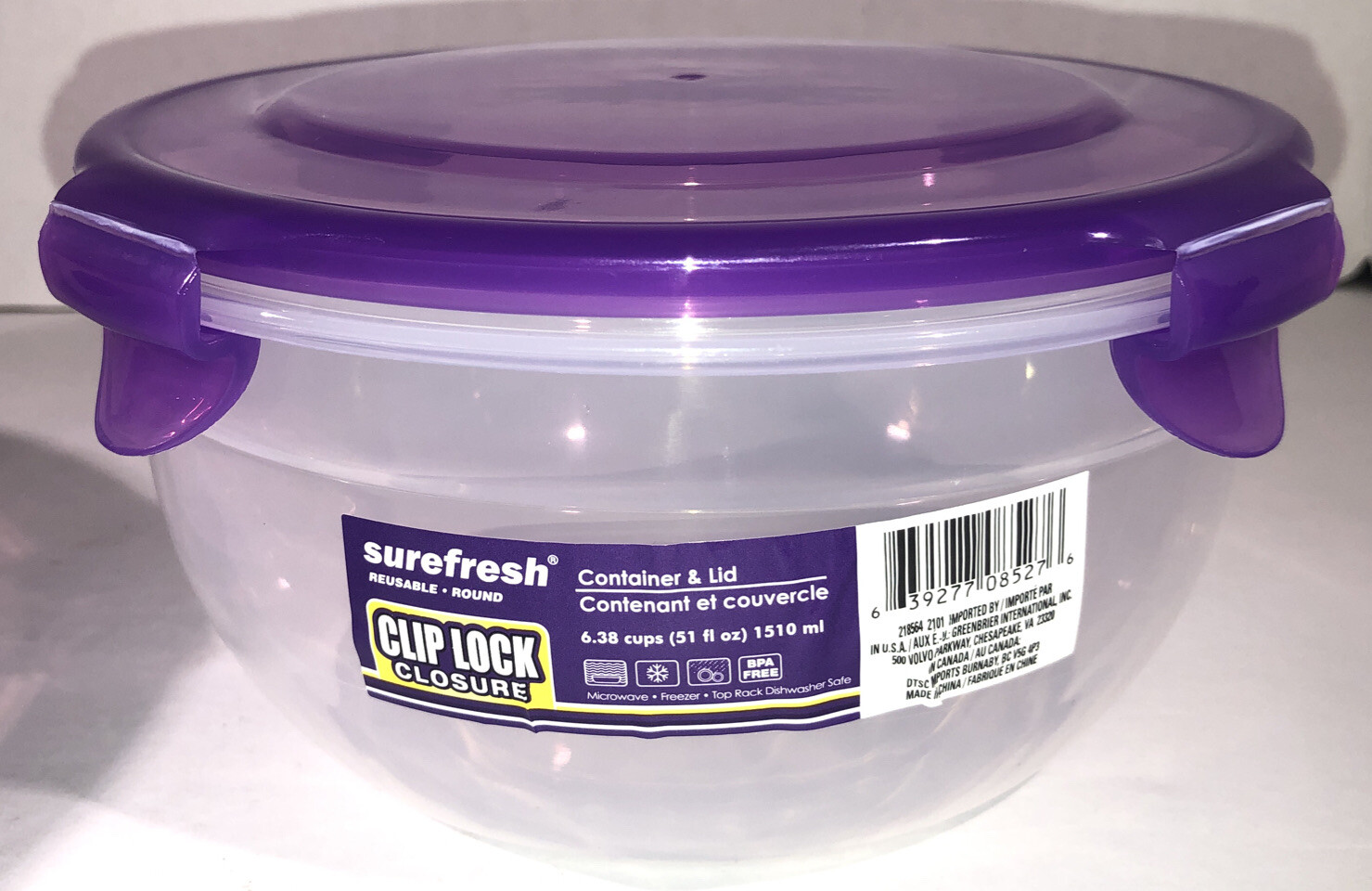 2ea 6.38Cup Sure Fresh Dry/Cold/Freezer Food Storage Containers W Clip-Lock Lids