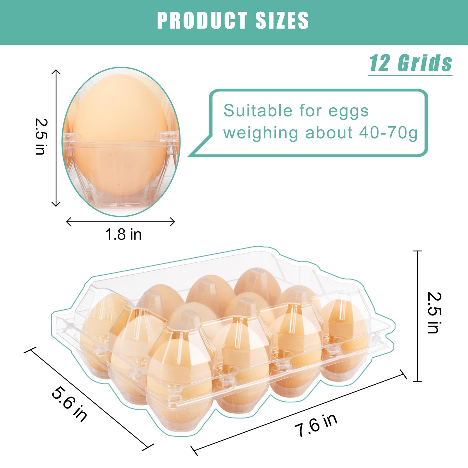 50 Packs Egg Cartons Cheap Bulkï¼ŒPlastic for 12 Eggsï¼Œ Clear Egg Cartons 3 …