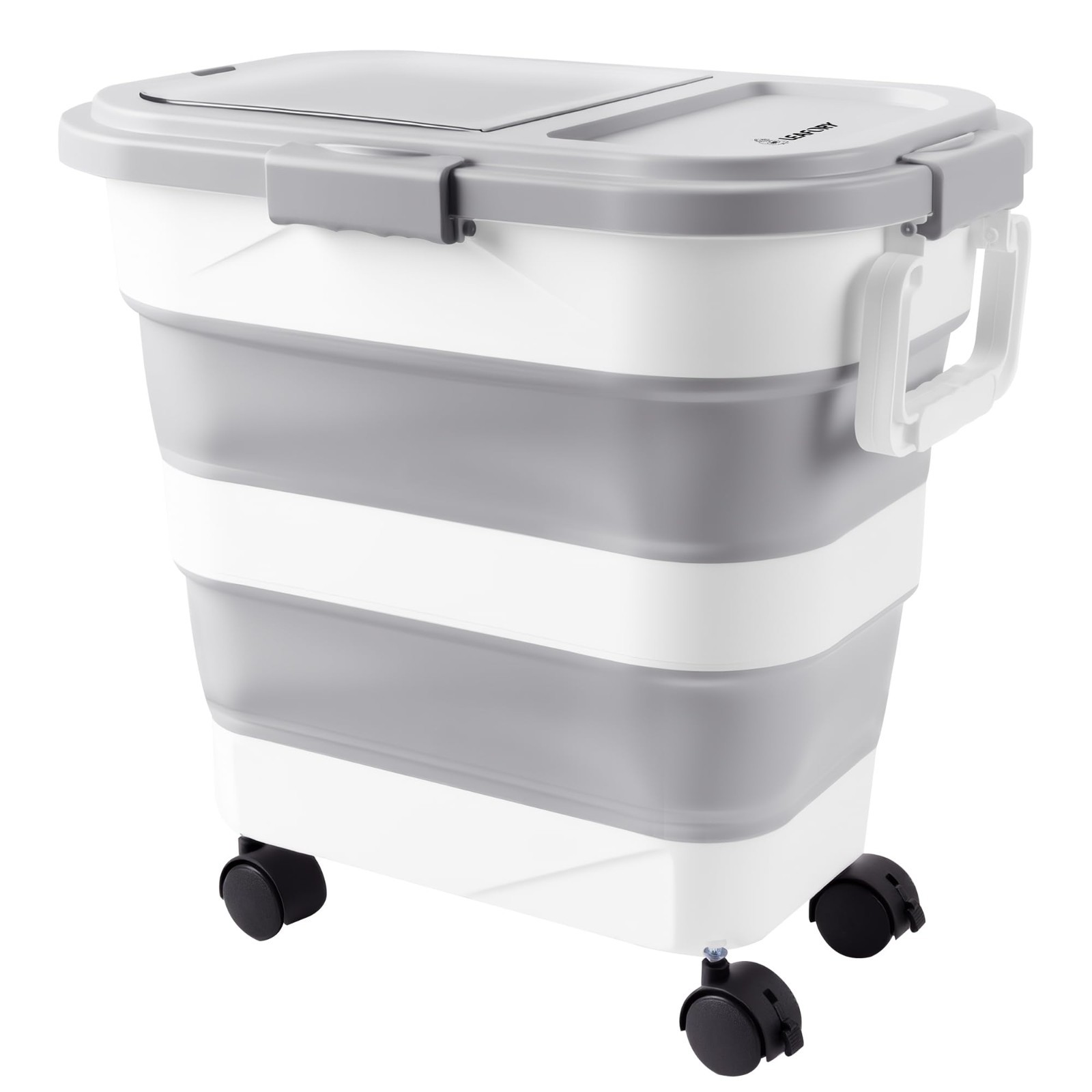 Airtight Wood Pellet Storage Bin 30-40LB, Collapsible Bucket with Wheels & Scoop