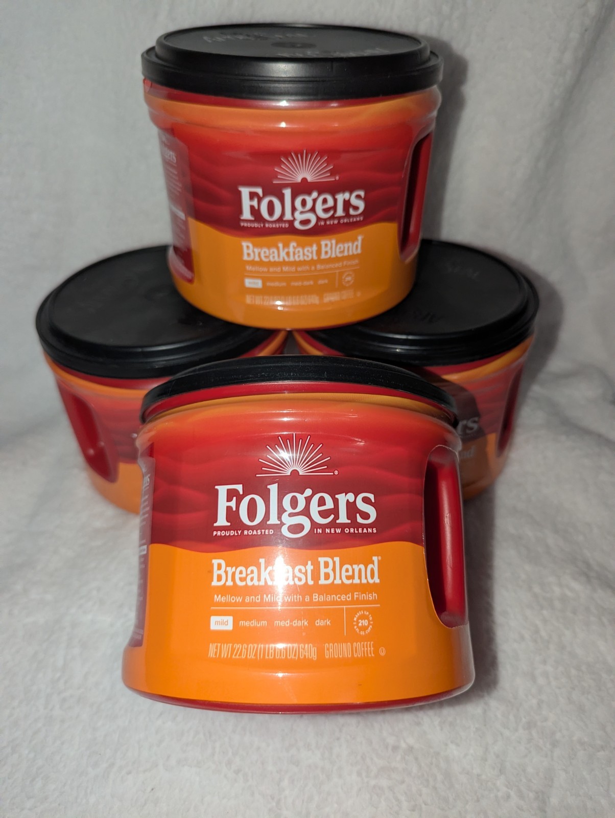 Lot OF 4 EMPTY Red Coffee Cans 22.6 oz Lids Folgers Craft Storage Containers