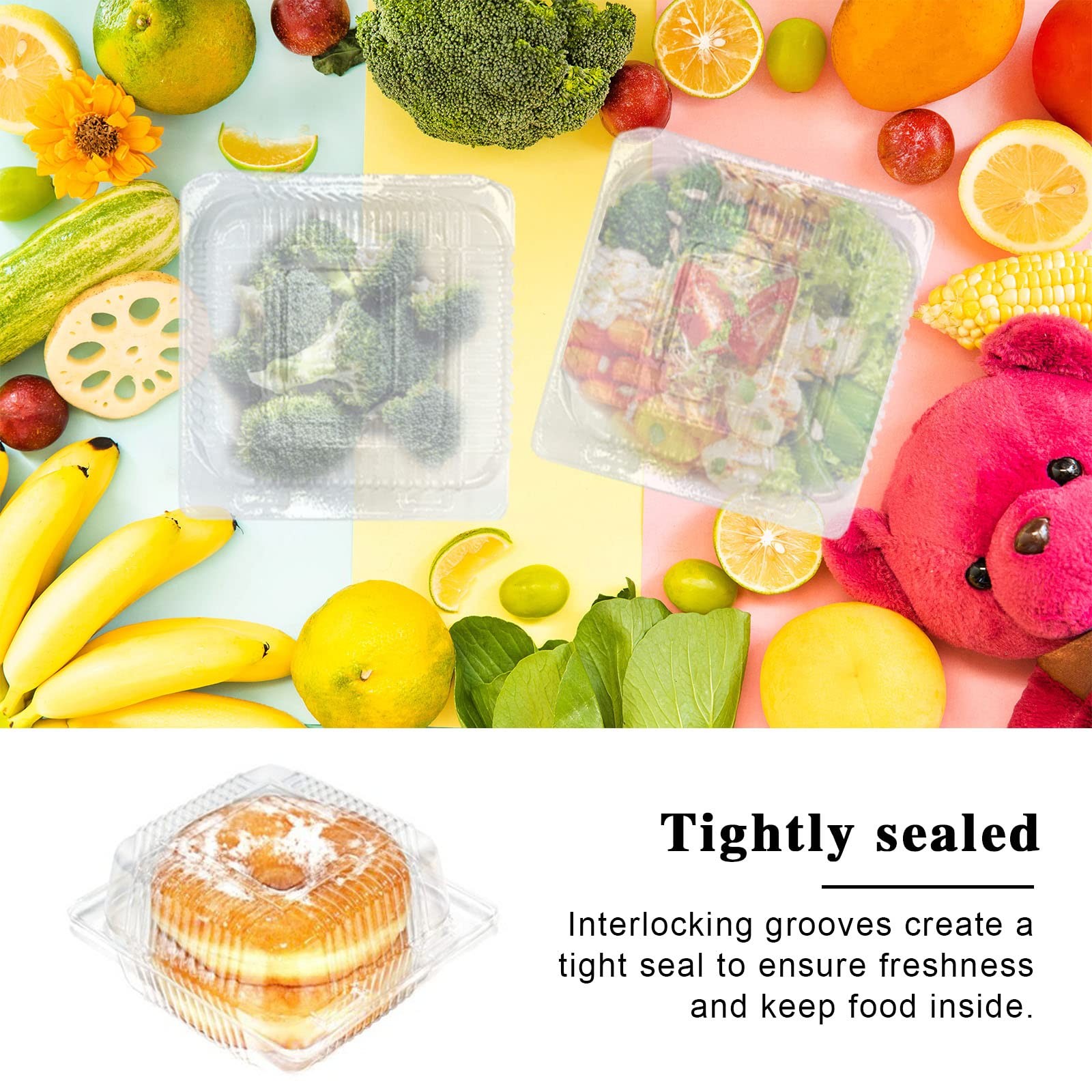 100 Pcs Clear Disposable Hinged Plastic Clamshell Take Out Food Containers