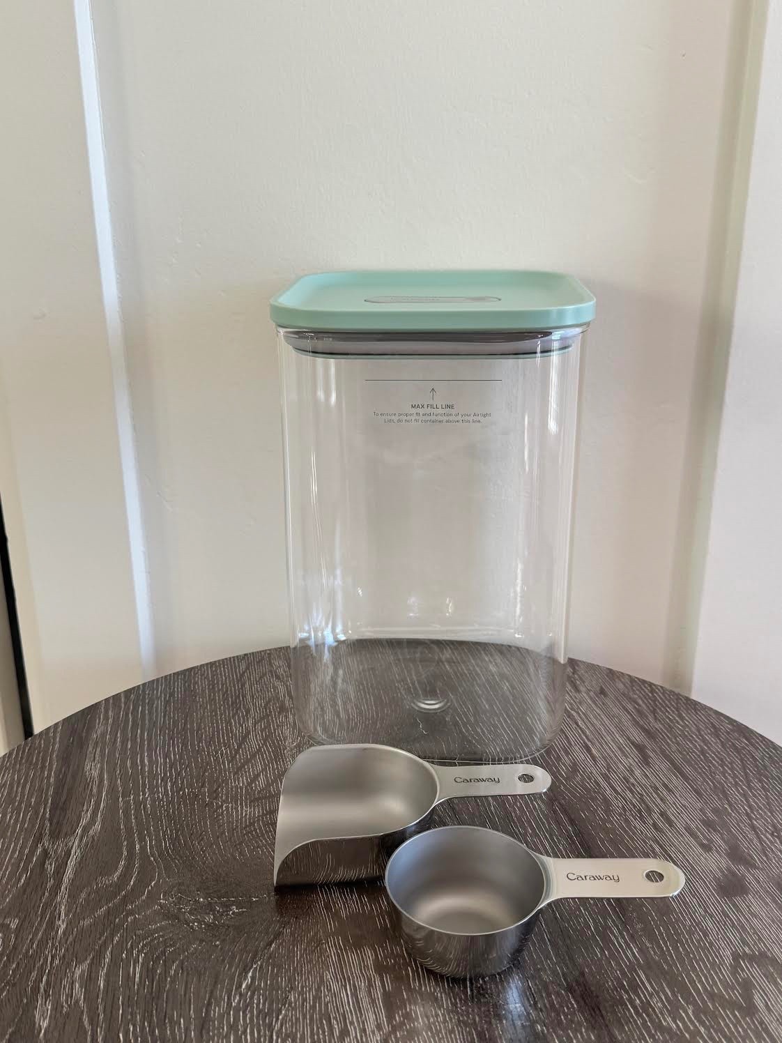 Caraway 4Qt Glass Airtight Food Storage Container with Lid In MIST/Scoop & Cup