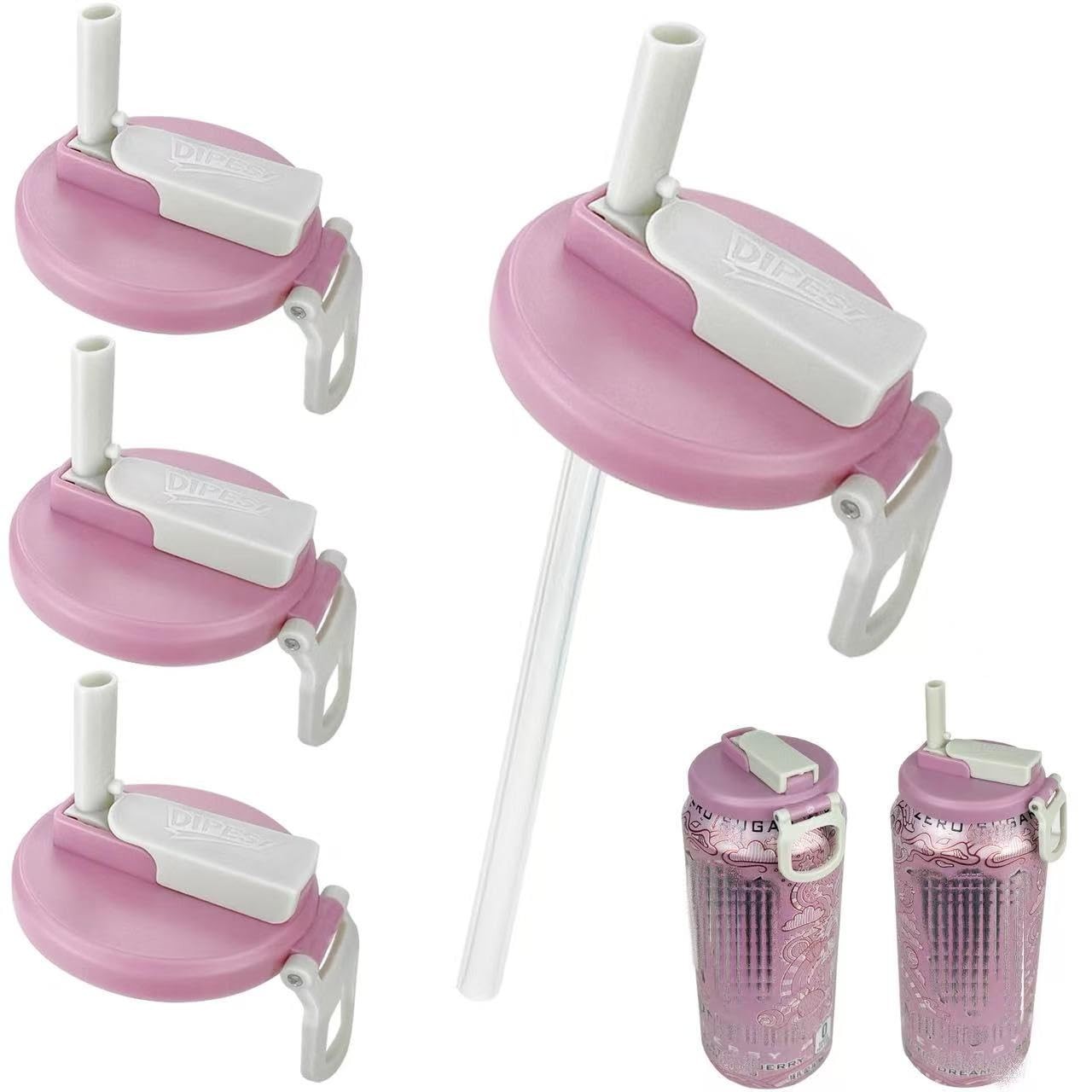 ORIGINAL CREATOR – 4 Pack Soda Can Lids with Straws,Inspired by Energy Drink …