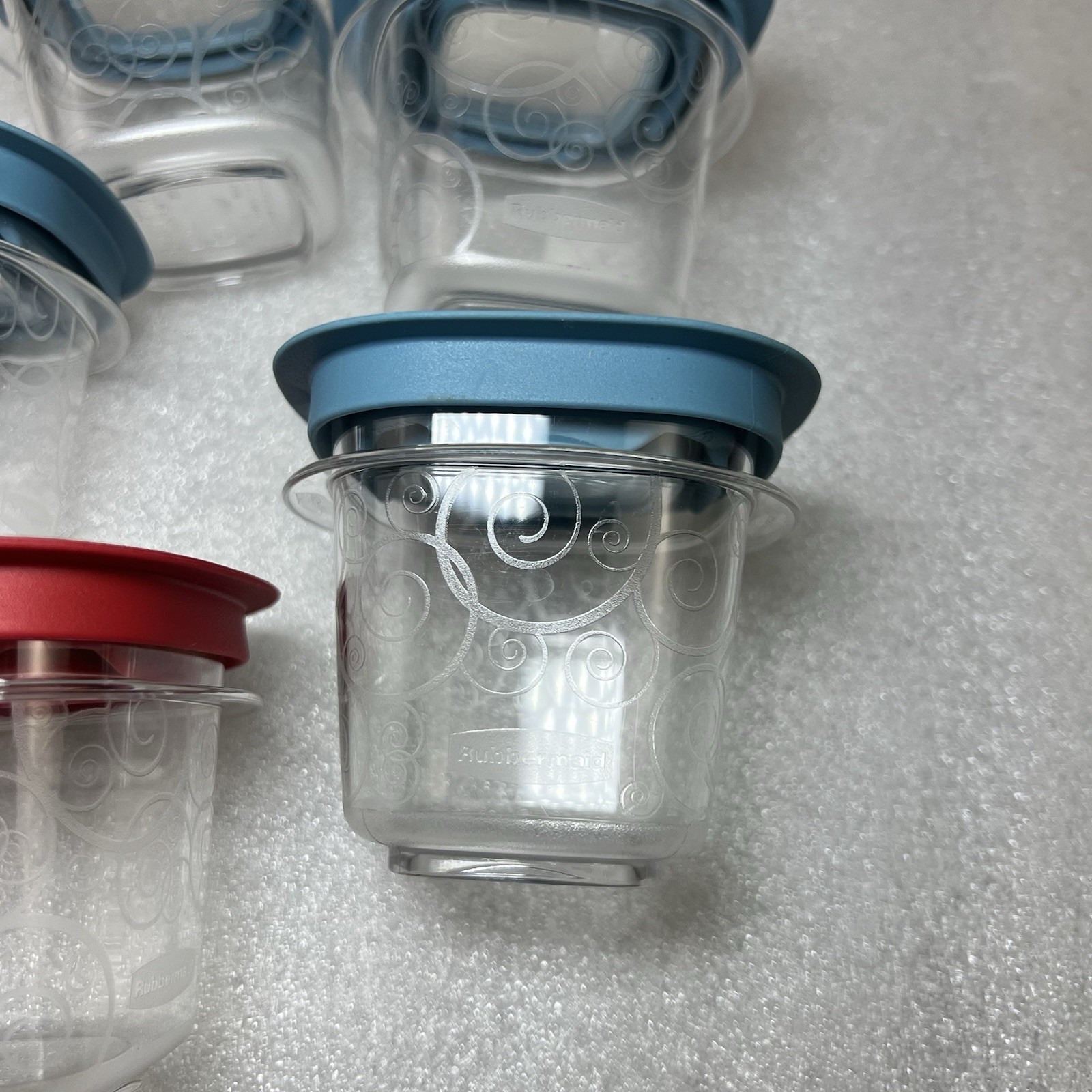 5 RUBBERMAID 4oz Premier Food Snacks Storage Containers & Lids Window Swirl