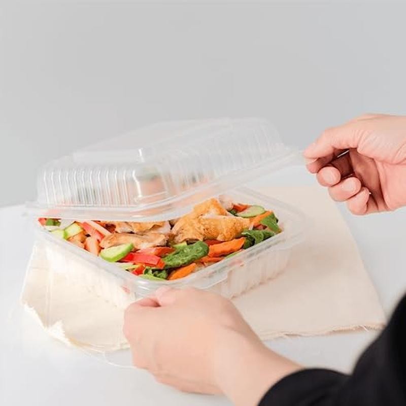 7×7 PP Hinged Food Container BPA Free Reusable Microwave Safe Freezer Safe 250ct