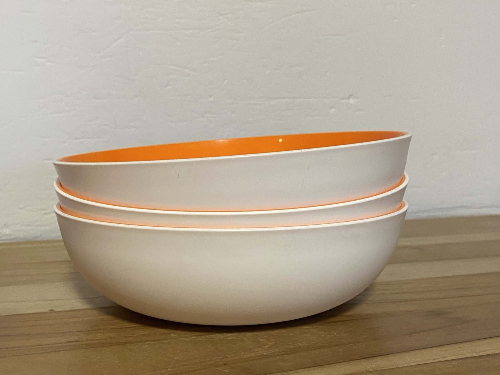 Tupperware Allegra Radiance Bowls Set of 3 ~ 3 Cup Bowls White w/Orange 6292A-2