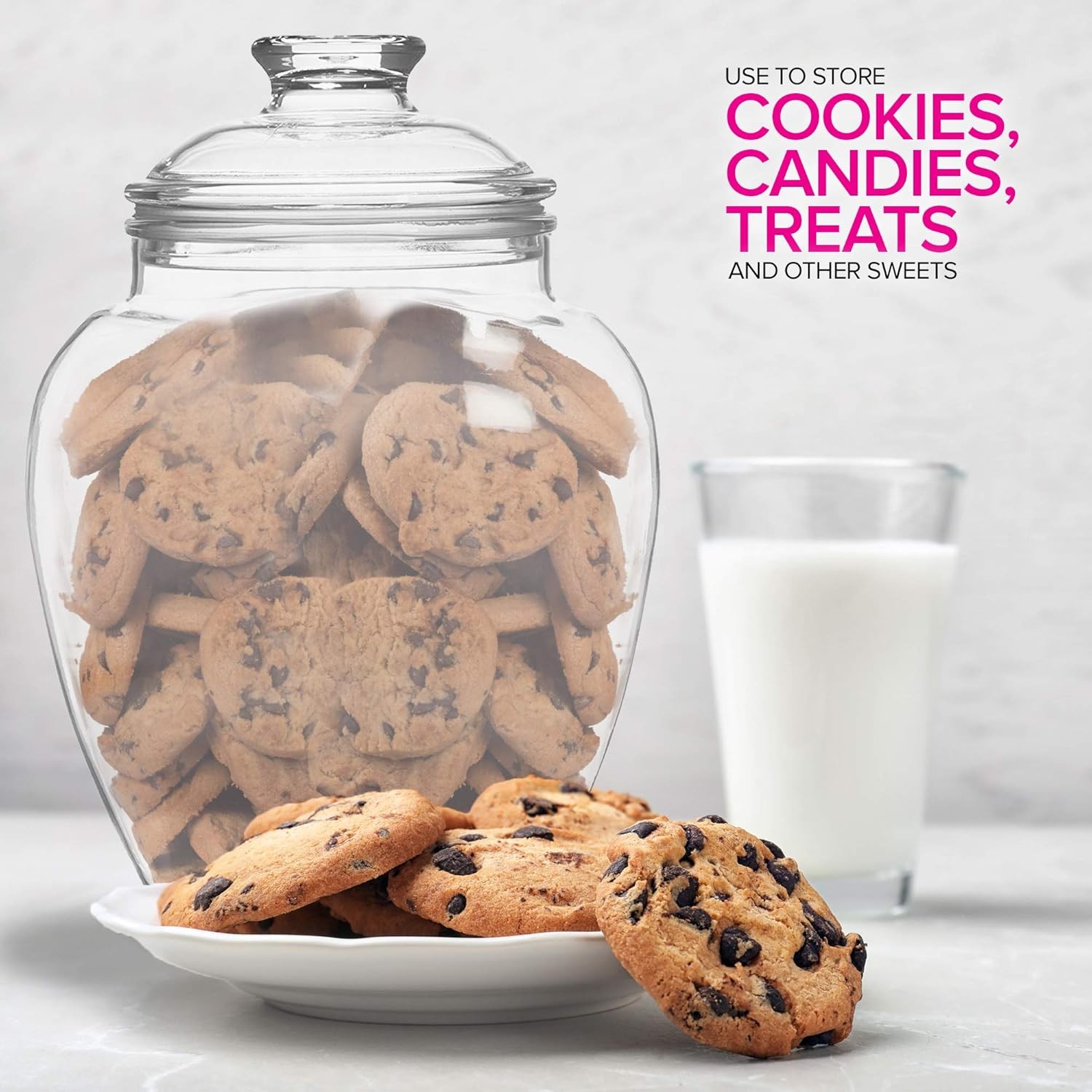 128-Ounce Candy & Cookie Jar with Lid, 1 Gallon Premium Acrylic Clear Apothecary