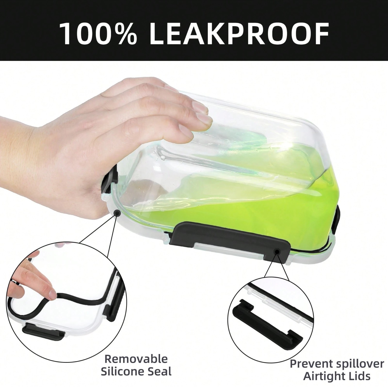 12Pcs Glass Food Storage Container Set Lids Airtight Meal Prep Bento Box Black