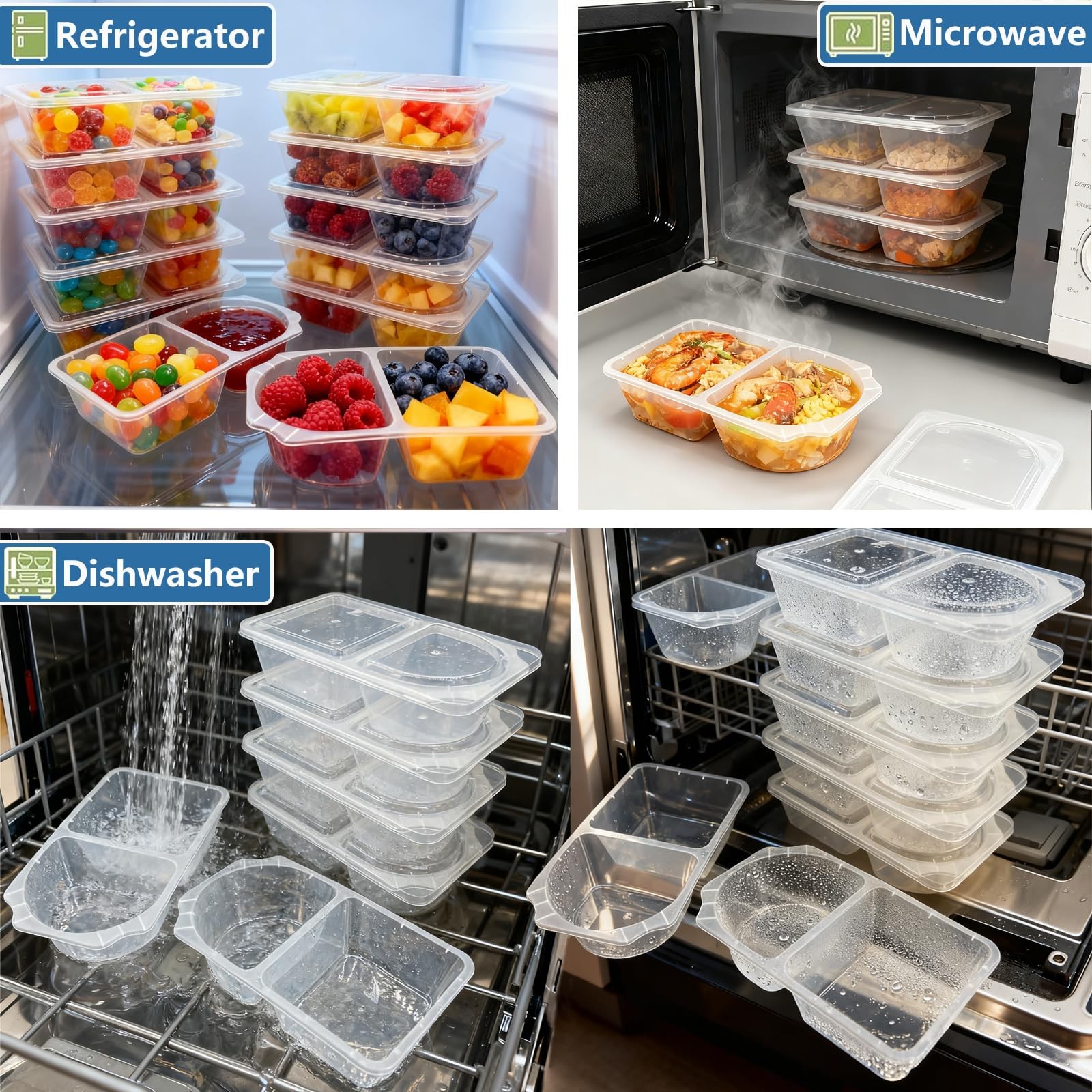 CUNLU 10 OZ Reusable Snack 3.54 x 5.9 x 1.37 inches, transparent 10 Set