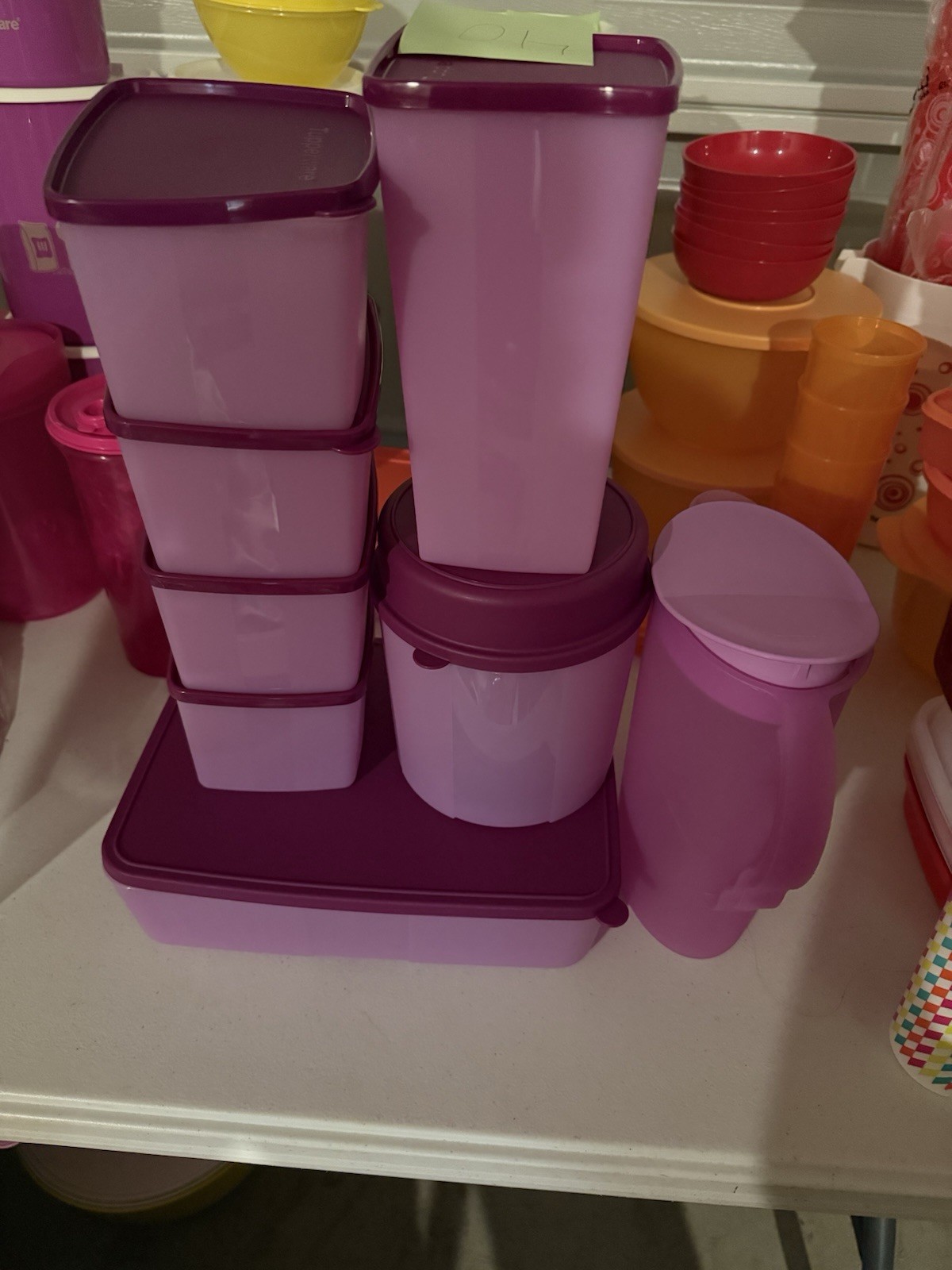 Purple Plastic Food Storage Container Set 8pc 1.7L Rectangular Snap Lids