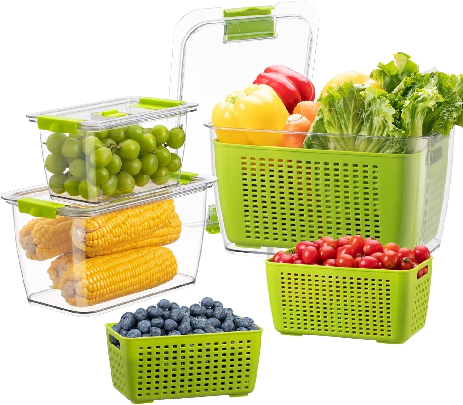 Elegant Fridge Organizer – BPA-Free Fresh Container Set for Vegetables & Fruits