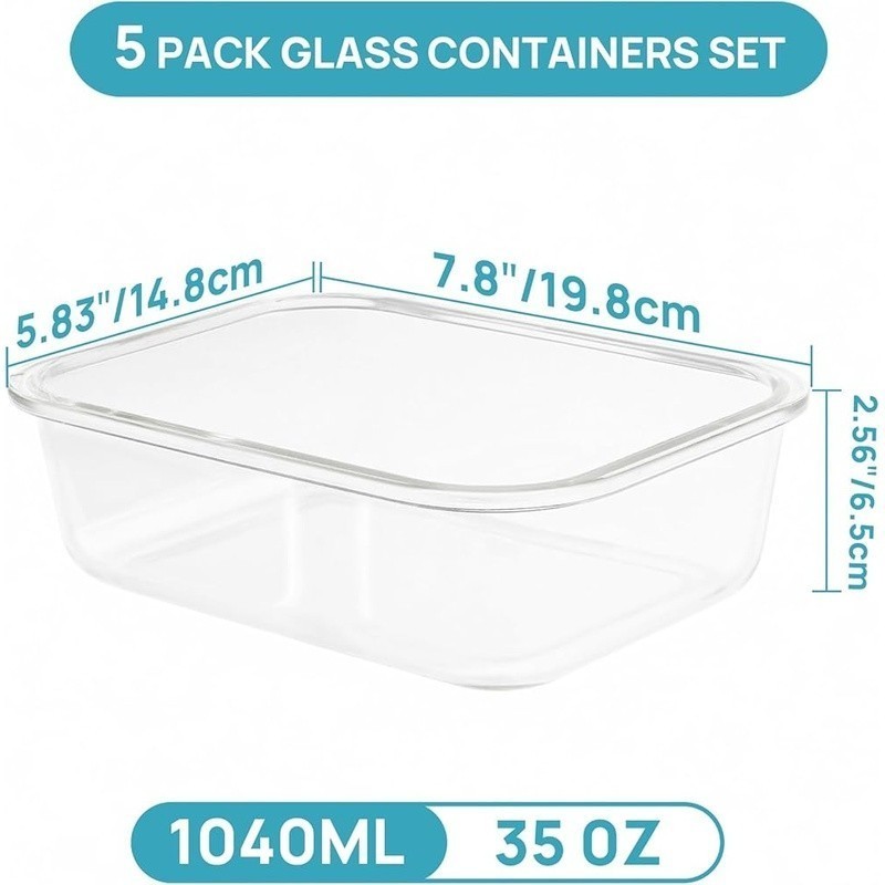 Bamboo Glass Food Storage Containers Reusable Microwave Oven Safe BPA Free New